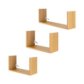Kit 3 Prateleiras U Parede Nicho 40-50-60x15 Livros Mdf Cor Branco